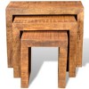 vidaXL Side Table Set of 3 Brown Solid Mango Wood Small Stackable - 2 of 4