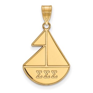 Black Bow Jewelry 14k Yellow Gold Plated Sterling Silver Sigma Sigma Sigma Greek Life Medium Pendant - 1 of 3