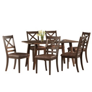 Christopher Knight Home Neros Farmhouse 7 Pieces Rubberwood Dining Set, Brown - 1 of 4