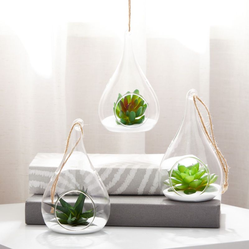 Juvale 5-Pack Hanging Glass Terrarium Containers - Air Plant Holder, Succulent Planter, Tea Light Candle Hangers (3.5x5 In), 2 of 10