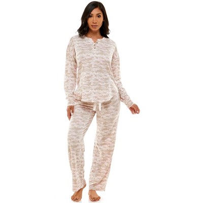 Emerson Road Woman's Fuzzy Luxe Waffle Button Front Hoodie & Pants Pajama Set