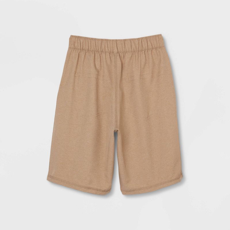 Boys' Adaptive Dry Fit Shorts - Cat & Jack™ Heathered Brown, 3 of 5