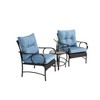 SKRAN Patio Bistro Sets 3 Piece, Rattan Front Porch Chairs with Cushions & Coffee Table, Conversation Set for Garden, Balcony, Poolside, Blue - 2 of 4