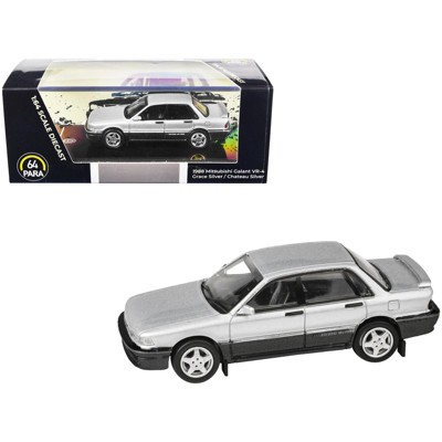 1988 Mitsubishi Galant VR-4 Grace Silver Metallic and Chateau Silver 1/64 Diecast Model Car by Paragon Models