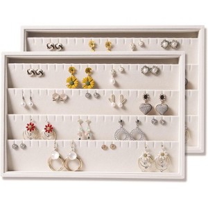 2-Piece Stackable 24-Grid Jewelry Organizer Tray Set for Multiple Jewelry Types - 1 of 4