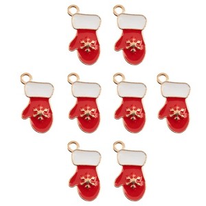 John Bead 8pcs Sweet & Petite 19x10.5mm Mitten Small Christmas Holiday Charms - 1 of 4