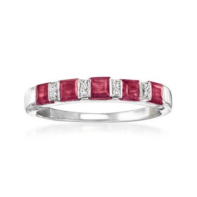 Ross-Simons 1.50 ct. t.w. Ruby Ring With Diamonds in Sterling Silver