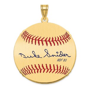 Black Bow Jewelry 14K Gold Plated Duke Snider Signature LG Enamel Baseball Pendant - 1 of 4