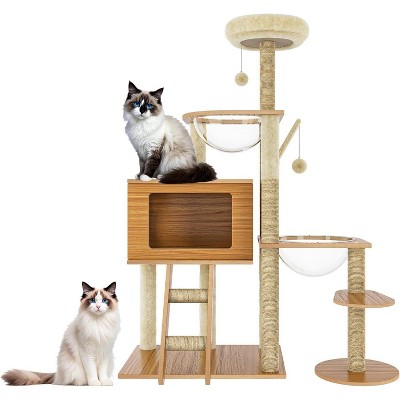 55" Tall Multi-Level Cat Tree with Hammocks, Condo, and Scratching Posts for Large Cats, Heavy Duty