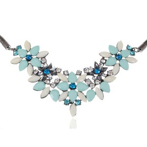 Alilang Gold Tone Multicolor Enamel Floral Statement Necklace with Pearl and Crystal Accents - 1 of 4
