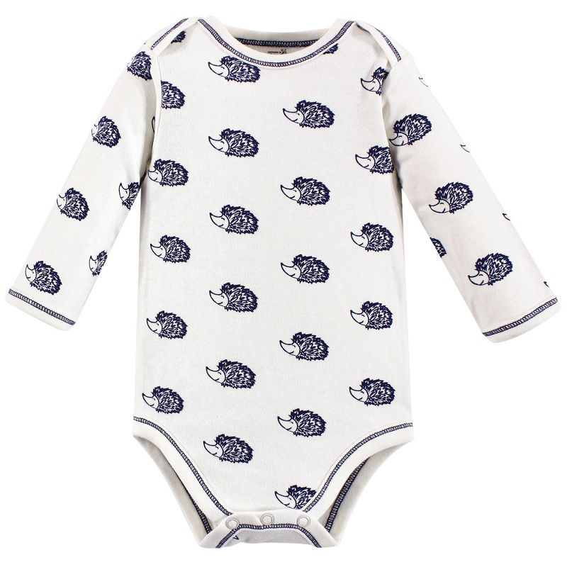 Touched by Nature Baby Boy Organic Cotton Long-Sleeve Bodysuits 3pk, Hedgehog, 4 of 6