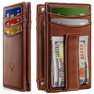 Generic Magnetic Closure Slim Wallet-Genuine Leather Front Pocket Wallet for Men,RFID Blocking - 1 of 4