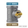 Pipe Decor 1 1/2 in. x 1 1/2 in. x 3/4 in. Black Reducing Tee - 2 of 4
