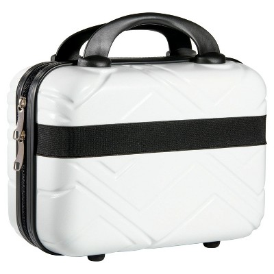 LunaLulinlk Hard Shell Cosmetic Travel Case for Makeup or Toiletries, White, Size 11.8" x 10.8" x 5.9"