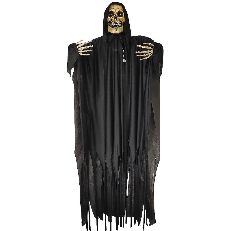 Sunstar Shaking Reaper Animated Light-Up Hanging Halloween Decoration - 72 in - Black, 1 of 2