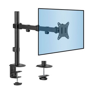 Mount-It! Single Monitor Arm Mount | Desk Stand | Full Motion Height Adjustable Articulating Tilt | Fits 17 - 32 Inch | C-Clamp and Grommet Base - 1 of 4