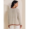 INSPIRE CHIC Women Striped Long Sleeve Drop Shoulder Curved Hem Pullover Top Sweater - 3 of 4