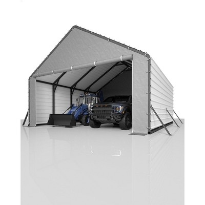 20'x20'x13' Enclosed Metal Carport for 2 Cars, Heavy Duty Steel Frame for All Weather, Permanent Shelter for Boats, Pickup Trucks, N.W. 1,000 Lbs