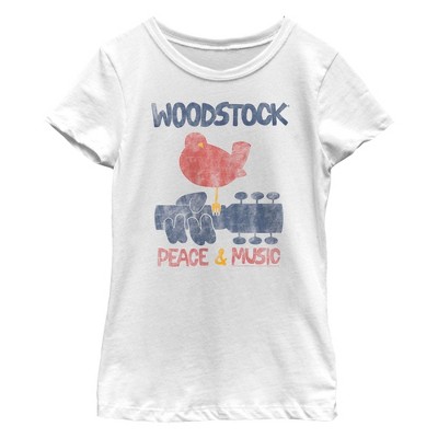 Girl's Woodstock Peace and Music Distressed T-Shirt