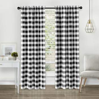 LGHome Buffalo Check Curtains, Plaid Window Treatment, Kitchen Window  Panels, Black and White, 36x36inch, Pack of 2