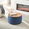 Lyngins Pleated Upholstered Storage Ottoman – Work as End table and Foot Stool, Multi-Use Round Ottoman Bench with Storage for Living Room, Entryway - 2 of 4