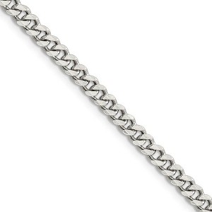 Black Bow Jewelry 4.5mm Rhodium Plated Sterling Silver Solid Curb Chain Bracelet - 1 of 4