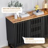 Buffet Cabinet With Storage, Modern Wooden Dresser With Grille-Striped Doors And 3 Storage Drawers, Accent Storage Cabinet For Living Room Hallway - 3 of 4