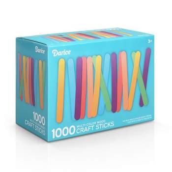 Darice 1000 Pcs Colored Popsicle Sticks for Crafts, 4.5" Colorful Wooden Rainbow Craft Sticks Supplies, STEM DIY Art, Ages 3+