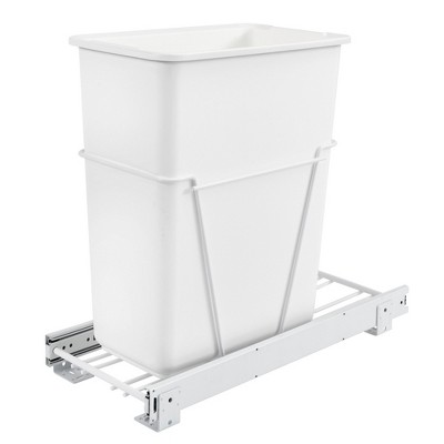 Rev-A-Shelf Double Pull-Out Trash Can for Under Kitchen Cabinets 35 Quart  8.75 Gallon with Soft-Close Slides, White, 53WC-1835SCDM-211