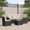 vidaXL 6 Piece Patio Sofa Set with Cushions - Black and Cream With Table - 2 of 4