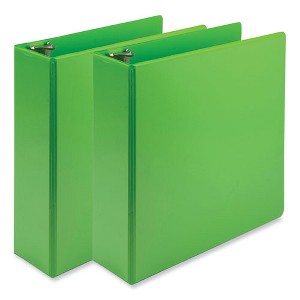 Samsill Earth's Choice Plant-Based Economy Round Ring View Binders, 3 Rings, 3" Capacity, 11 x 8.5, Lime, 2/Pack - 1 of 4