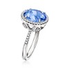 Ross-Simons Italian 3.50 Carat Simulated Sapphire and .20 ct. t.w. CZ Ring in Sterling Silver Size 9 - 3 of 4