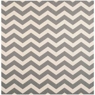 Chevron Grey and Beige Square Indoor/Outdoor Area Rug