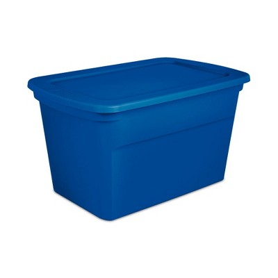 Sterilite 30 Gallon Plastic Stackable Storage Tote Container Box, Blue (30 Pack)