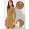 INSPIRE CHIC Women's Regular Fit Faux Suede Lapel Neck Long Sleeve Elegant A-Line Mini Dress - 2 of 4