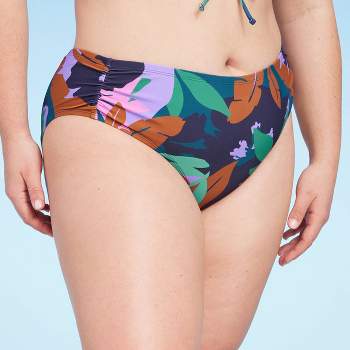 Women's Shirred Medium Coverage Hipster Bikini Bottom - Shade & Shore™ Multi Floral Print
