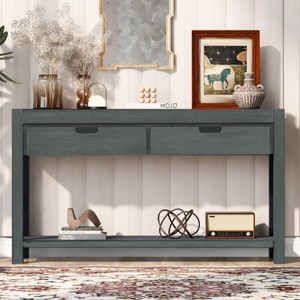 Luxurious Acacia Wood Veneer Console Table, Entryway Table With 2 Drawers And 1 Shelf,  Console Table Contemporary, Modern Sofa Table-Cuddlewood - 1 of 4
