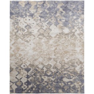 HomeRoots 3' X 5' Ivory Tan And Blue Abstract Area Rug - 1 of 4