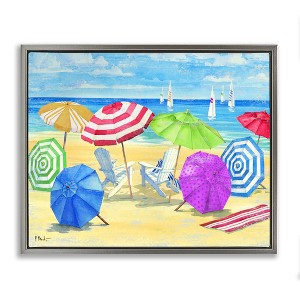 Stupell Industries Umbrella Coast Vibrant Beach Landscape, 17" x 21" - 1 of 4