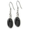 Black Bow Jewelry Black Agate Oval Cabochon Dangle Earrings in Stainless Steel - 2 of 4