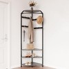 Corner Hall Tree with Shoe Bench, Entryway Corner Coat Rack with 12 Hooks, Freestanding Clothes Rack with Storage Organizer Shelf for Entryway - 3 of 4