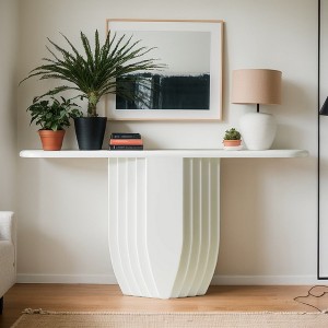 Hommoo 63" Modern Console Table with Geometric Base, Narrow Entryway Sofa Table - 1 of 4