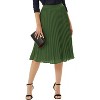 Women's Chiffon Pleated Midi Skirt - High Elastic Waist A-Line Swing Skirt Amry Green - 2 of 4