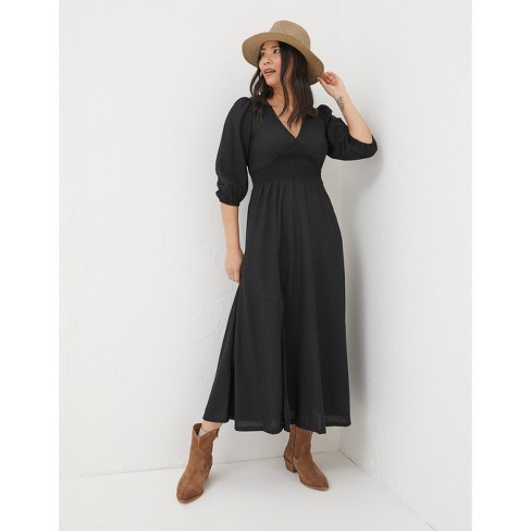 Reneane Black | Long Sleeve Midi A-Line Dress