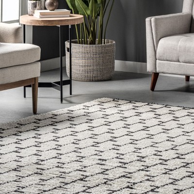 Beige Rectangular Shag Synthetic 4' x 6' Area Rug