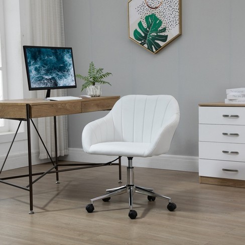 White leather best sale swivel desk chair