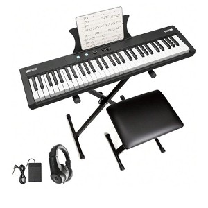 Coucheta 61 Key Piano Keyboard - Portable, Full-Size Half-Weight Keys, Built-In Speakers, Pedals, for Beginners, Pros - 1 of 4