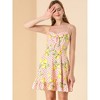 Allegra K Women's Floral Ruffle Bow Knot Lemon Spaghetti Strap Mini Sundress - 2 of 4