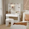 Coucheta White Makeup Vanity Set with LED Mirror & Stool - 35.4" Dressing Table, USB Outlets, 3 Lighting Modes, Storage Drawers - 2 of 4