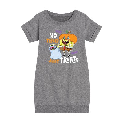 - SpongeBob SquarePants - No Tricks Just Treats Graphic Short Sleeve Fleece Dress